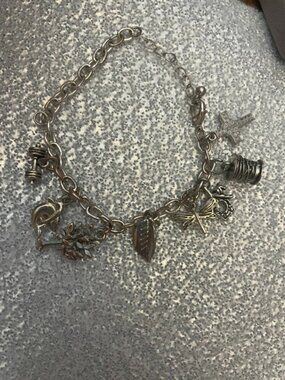 Vintage multi-charm chain bracelet featuring a mix of random lifestyle & nature